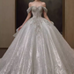 Elegant Ball Gown Off The Shoulder Sequin Short Sleeves Sequin Wedding Dresses C211