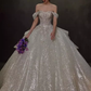 Elegant Ball Gown Off The Shoulder Sequin Short Sleeves Sequin Wedding Dresses C211