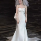 Vintage Mermaid Strapless White Satin Long Wedding Dresses C21