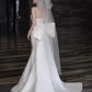 Vintage Mermaid Strapless White Satin Long Wedding Dresses C21