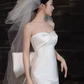 Vintage Mermaid Strapless White Satin Long Wedding Dresses C21