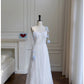 Pretty A Line Straps White Lace Prom Dress With Flowers Prom Dresses C2212