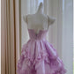 Robe de bal sexy dos nu en mousseline de soie lilas courte robe de soirée tenues d'anniversaire C2249