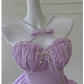 Robe de bal sexy dos nu en mousseline de soie lilas courte robe de soirée tenues d'anniversaire C2249