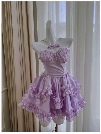 Robe de bal sexy dos nu en mousseline de soie lilas courte robe de soirée tenues d'anniversaire C2249