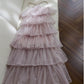 Modest Ball Gown Halter Ruffles Pink Long Length Prom Dress Formal Dresses C2250