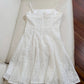 Robe de soirée courte en dentelle blanche à bretelles spaghetti modestes, tenue d'anniversaire C2255