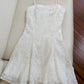 Robe de soirée courte en dentelle blanche à bretelles spaghetti modestes, tenue d'anniversaire C2255
