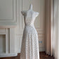 Modest A line Spaghetti Straps White Chiffon Prom Dress Formal Dresses C2260