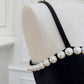 Modest A line Spaghetti Straps Black Velvet Pearls Prom Dress Formal Dresses C2273