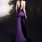 Sexy Mermaid High Neckline Grape Satin Long Prom Dresses Birthday Outfits C228