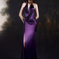 Sexy Mermaid High Neckline Grape Satin Long Prom Dresses Birthday Outfits C228