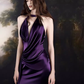 Sexy Mermaid High Neckline Grape Satin Long Prom Dresses Birthday Outfits C228