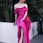 Robe de bal longue rose en Satin, Sexy, épaules dénudées, tenue d'anniversaire, C230