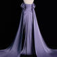 Sexy Sheath Off The Shoulder Light Purple Long Prom Dresses Satin Birthday Outfits C234