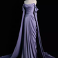 Sexy Sheath Off The Shoulder Light Purple Long Prom Dresses Satin Birthday Outfits C234