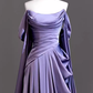 Sexy Sheath Off The Shoulder Light Purple Long Prom Dresses Satin Birthday Outfits C234