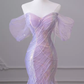 Sexy Mermaid Off The Shoulder Light Lilac Long Prom Dresses Tulle Birthday Outfits C235