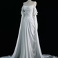 Sexy Sheath Off The Shoulder White Long Prom Dresses Satin Birthday Outfits C237
