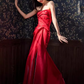 Sexy Mermaid Sweetheart Satin Long Prom Dresses Red Slit Birthday Outfits C238