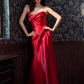 Sexy Mermaid Sweetheart Satin Long Prom Dresses Red Slit Birthday Outfits C238