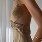 Pretty Mermaid Spaghetti Straps Champagne Long Prom Dresses Sexy Evening Dress C2394