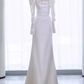 Vintage Mermaid Long Sleeves White Satin Long Wedding Dresses C23