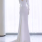 Vintage Mermaid Long Sleeves White Satin Long Wedding Dresses C23