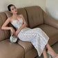 Robe de soirée sexy à bretelles spaghetti en dentelle blanche, longueur cheville, robe de bal, C2403