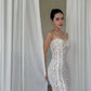Robe de soirée sexy à bretelles spaghetti en dentelle blanche, longueur cheville, robe de bal, C2403
