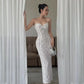 Robe de soirée sexy à bretelles spaghetti en dentelle blanche, longueur cheville, robe de bal, C2403