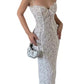 Robe de soirée sexy à bretelles spaghetti en dentelle blanche, longueur cheville, robe de bal, C2403