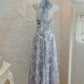 French A line Halter Lilac Floral Long Chiffon Prom Dresses Evening Dress C2407