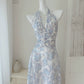 French A line Halter Lilac Floral Long Chiffon Prom Dresses Evening Dress C2407