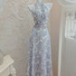 French A line Halter Lilac Floral Long Chiffon Prom Dresses Evening Dress C2407