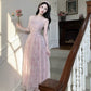 Classy A Line Strapless Pink Floral Knee Length Prom Dresses Evening Dress C2414
