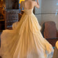 Classy A Line Spaghetti Straps Ivory Chiffon Long Prom Dresses Evening Dress With Layers C2417