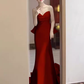 Sexy A Line Straps Red Satin Prom Dresses Long Birthday Outfits C251