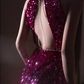 Sexy Mermaid Scoop Neckline Sequin Prom Dresses Long Birthday Outfits C253