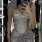 Pretty Mermaid Square Neckline Sequin Silver Long Prom Dresses Glitter Evening Dress C2566