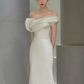 Robe de mariée longue en Satin blanc, sirène Vintage, épaules dénudées, C25