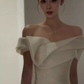 Robe de mariée longue en Satin blanc, sirène Vintage, épaules dénudées, C25