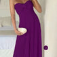 Robe de soirée longue en mousseline de soie rose clair sans bretelles avec volants C2646