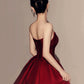 Jolie robe de bal longue rouge sans bretelles avec fente C2667