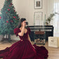 A-Line V-Neck Velour Homecoming Dresses Puff Short Sleeves Beads Elegant Prom Dresses Party Dress C2726