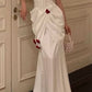 Superbe robe de soirée plissée à fleurs de roses C2749