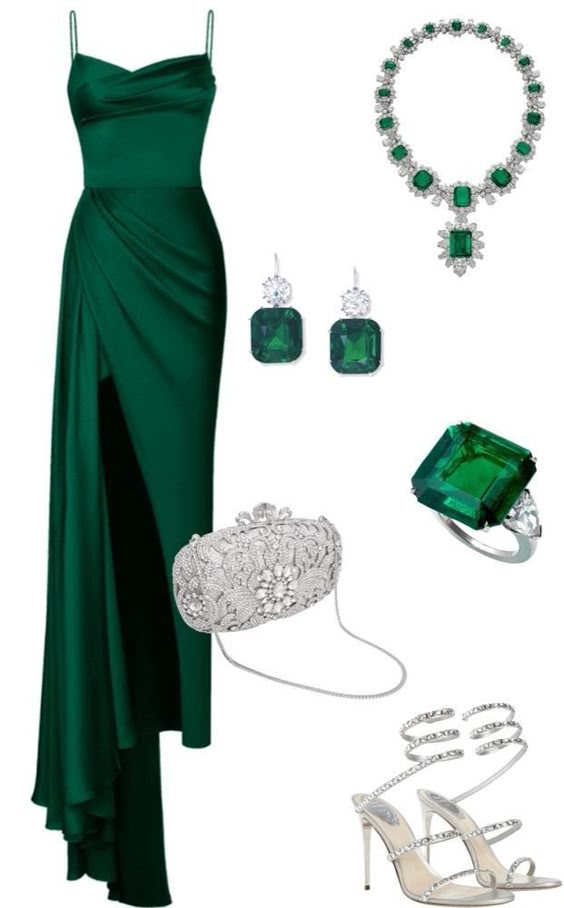 Elegant Sheath Spaghetti Straps Green Slit Long Prom Dresses Evening Dress C2787