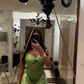 Modest Mermaid Sweetheart Sage Green Long Satin Prom Dresses Evening Dress C2843