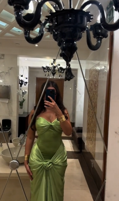 Modest Mermaid Sweetheart Sage Green Long Satin Prom Dresses Evening Dress C2843
