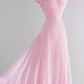 Vintage A line Pink Long Prom Dresses C28